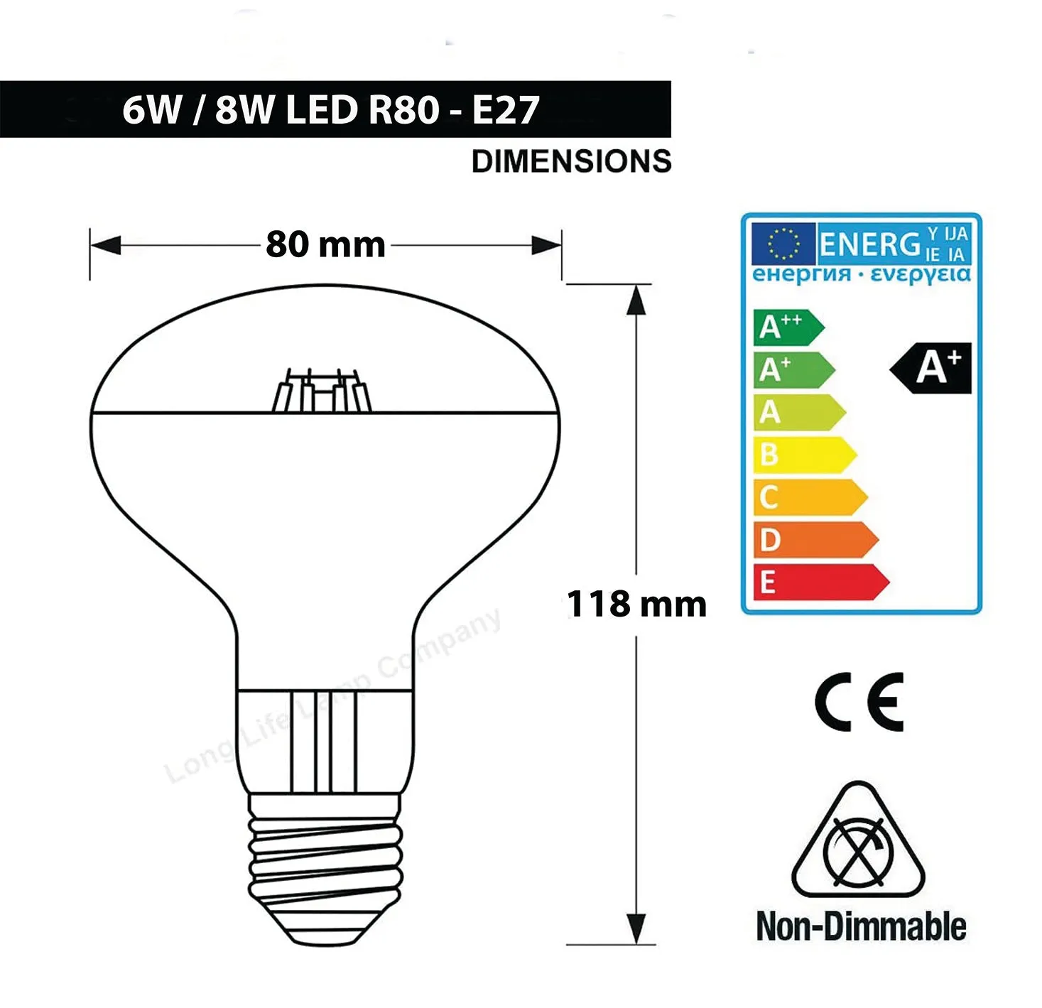 JustLED – R80 Reflector LED Spot Light Bulb [Energy Class A  ]