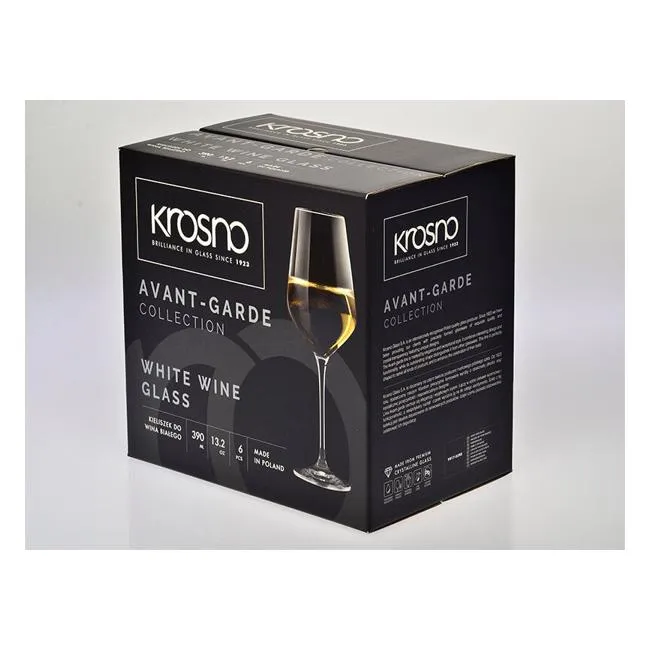 Krosno Avant-Garde Wine Glass 390ML 6pc Gift Boxed KR0251