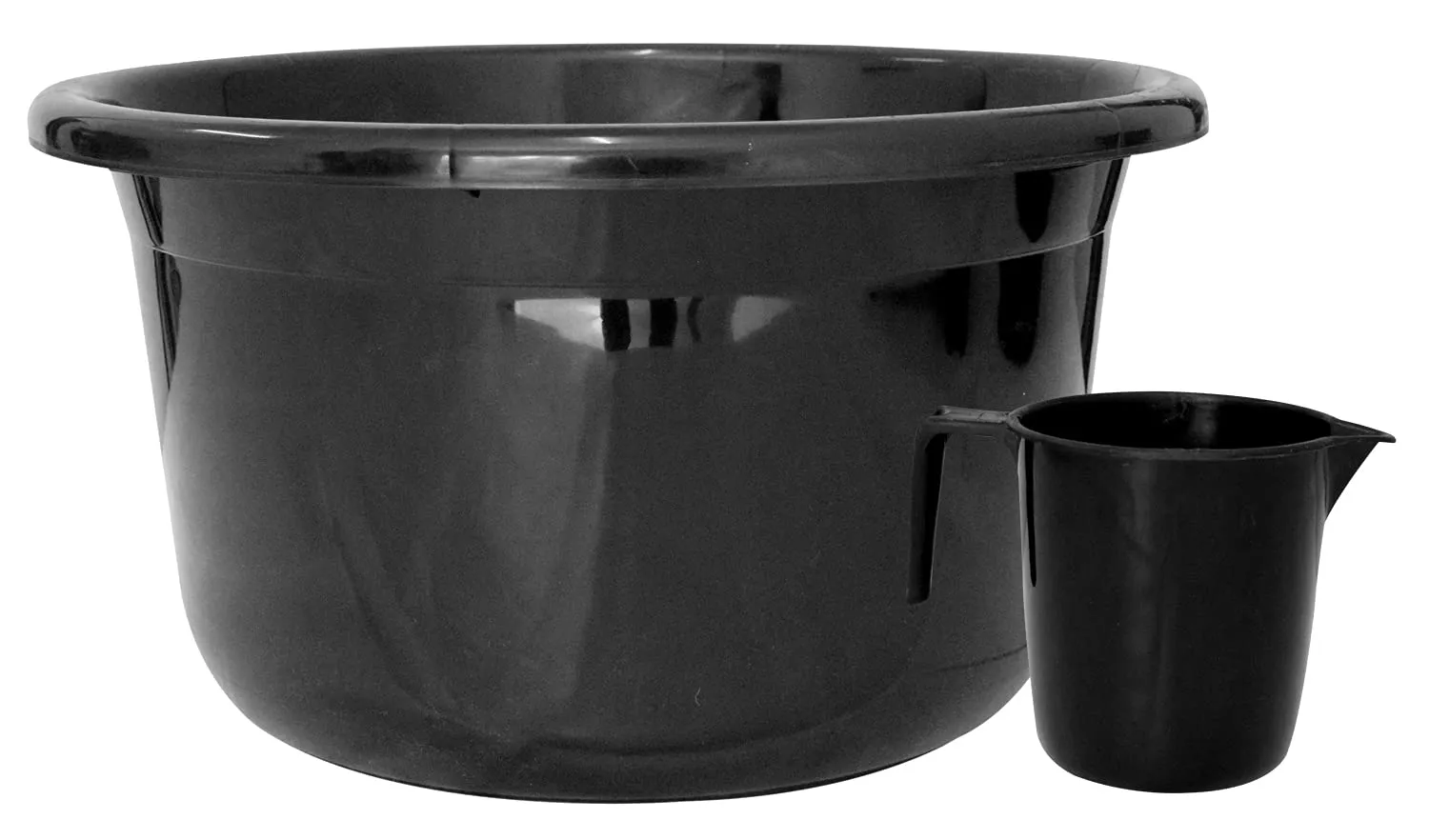 Kuber Industries 2 Pieces Unbreakable Virgin Plastic Multipurpose Bathroom Tub & Mug Set (Black)