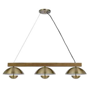 Lakeland 15W X 3 Intergrated Dimmable Led Metal / Birch Wood Island Chandelier