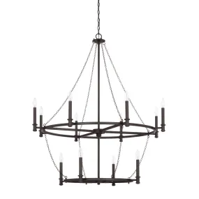 LANCASTER 12 LIGHT CHANDELIER, BLACK IRON