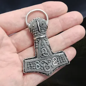 Large Silver Filigree Thors Hammer Pendant Replica from Öland