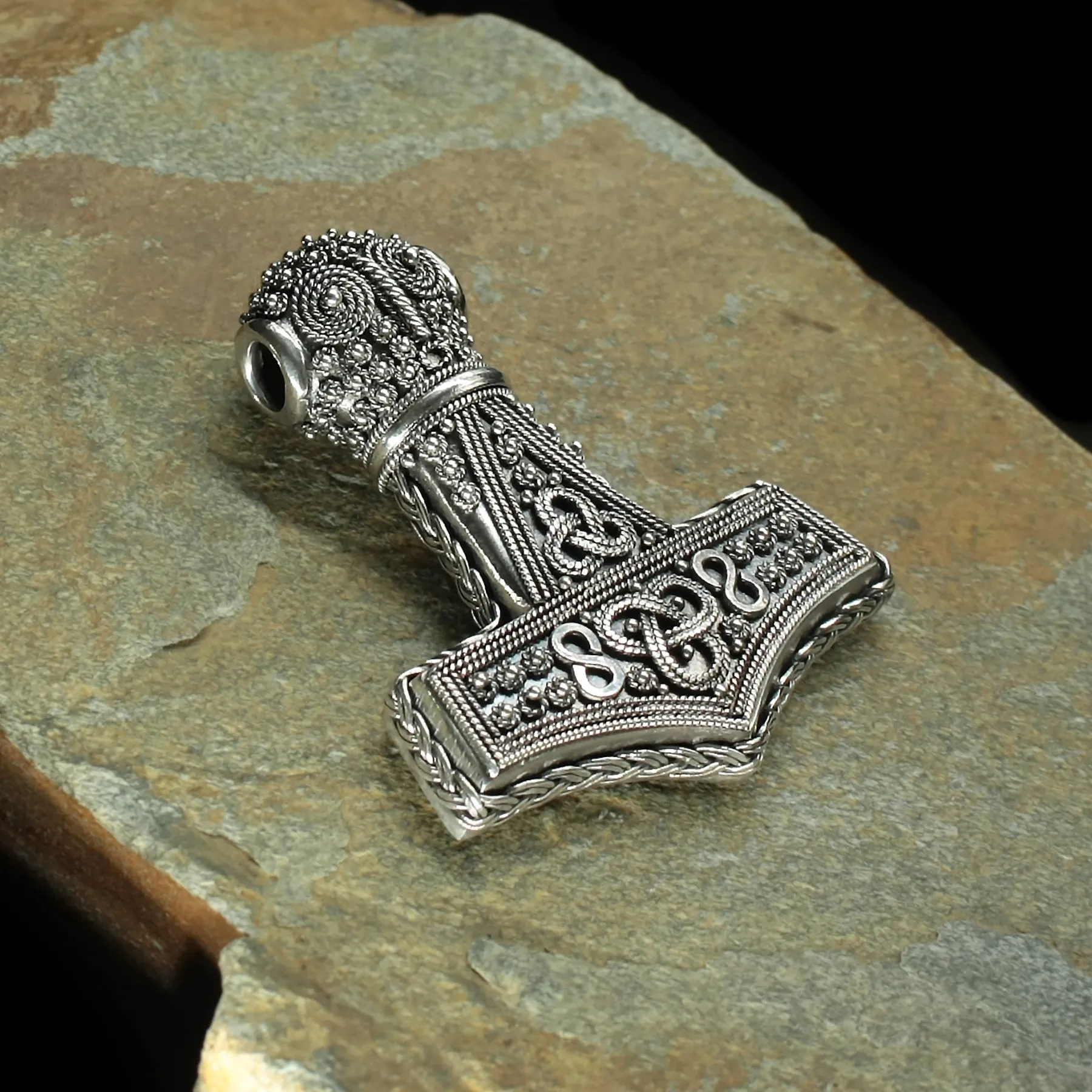 Large Silver Filigree Thors Hammer Pendant Replica from Öland