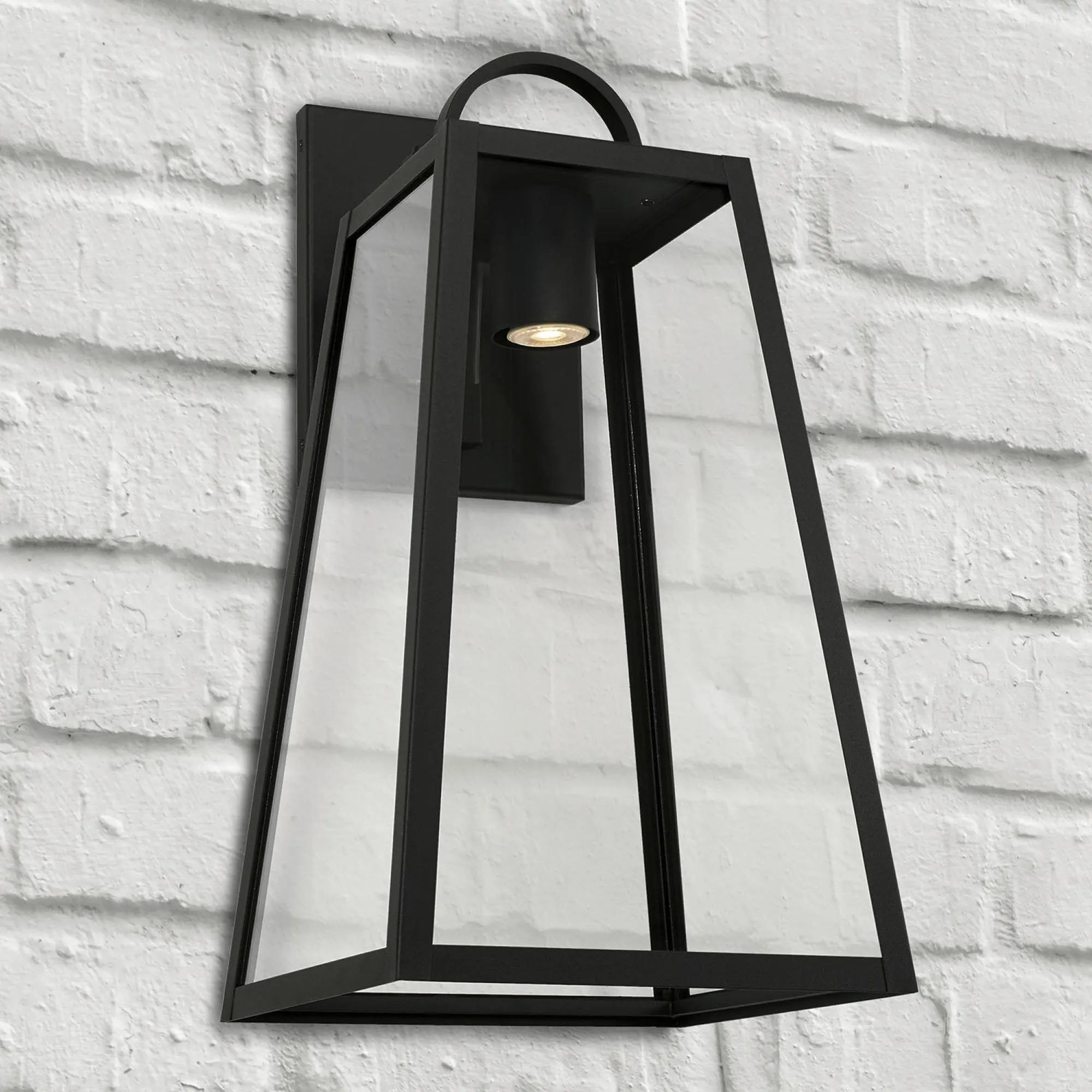 Leighton - 1 Light Coastal Outdoor Wall Lantern - Night Sky - 23" - Black