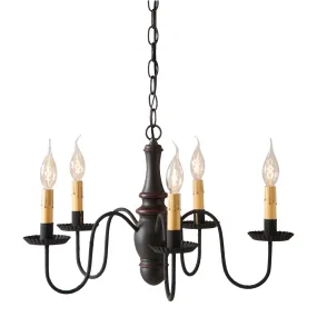 Lynchburg Wood Chandelier in Sturbridge Black with Red Stripe