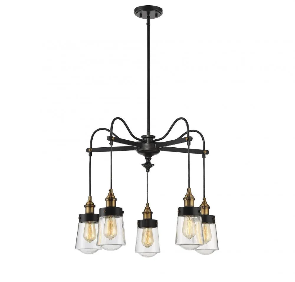 MACAULEY 5 LIGHT CHANDELIER, VINTAGE BLACK