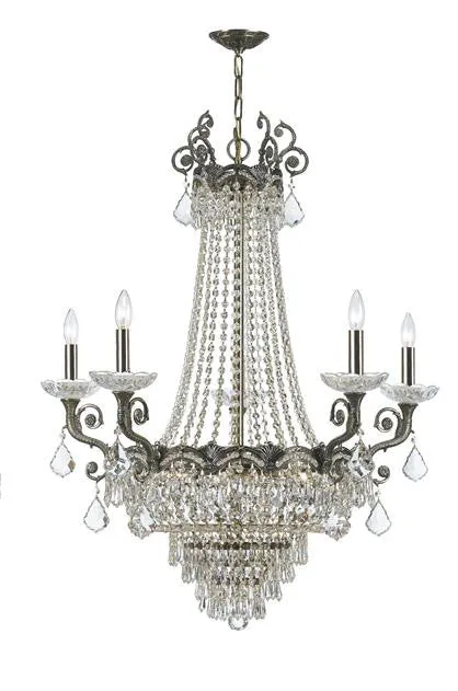 MAJESTIC 11 LIGHT CRYSTAL CHANDELIER, HISTORIC BRASS