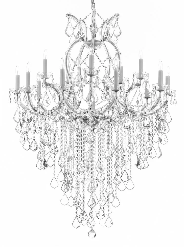 Maria Theresa Chandelier Crystal Lighting Chandeliers H50" X W37" Great For Large Foyer / Entryway Trimmed With Spectra (Tm) Crystal - Reliable Crystal Quality By Swarovski - A83-B12/Silver/21510/15 1Sw