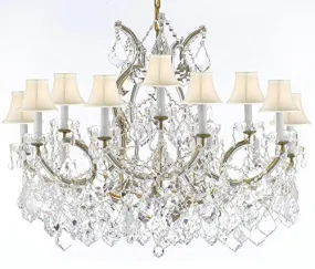 Maria Theresa Chandelier Crystal Lighting Chandeliers Lights Fixture Pendant Ceiling Lamp For Dining Room Entryway Living Room With Large Luxe Diamond Cut Crystals H28" X W37" - A83-B89/Whiteshades/21510/15 1Dc