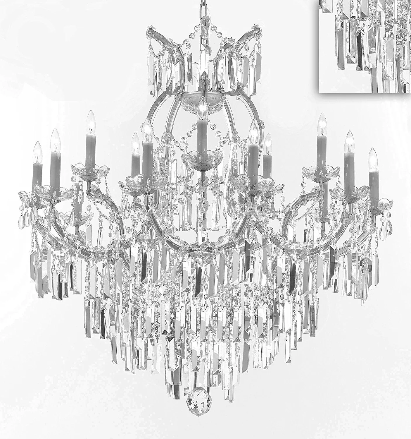 Maria Theresa Chandelier Crystal Lighting Chandeliers with Optical Quality Fringe Prisms! Great for the Dining Room, Foyer, Entry Way, Living Room! H38" X W37" - A83-B8/CS/21510/15 1