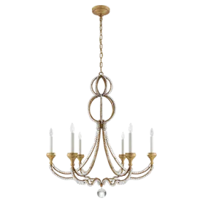 MILAN 6 LIGHT LARGE CHANDELIER, VENETIAN GOLD WITH CRYSTAL