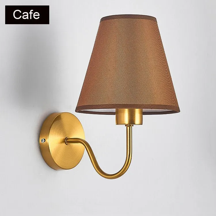 Modern Gold Fabric Bedroom Wall Lamp