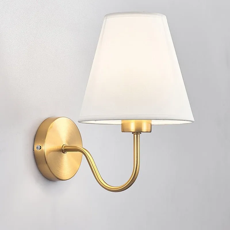 Modern Gold Fabric Bedroom Wall Lamp