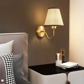 Modern Gold Fabric Bedroom Wall Lamp