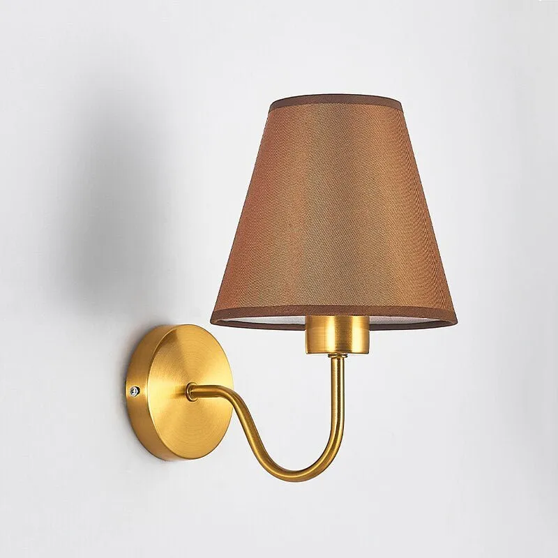 Modern Gold Fabric Bedroom Wall Lamp