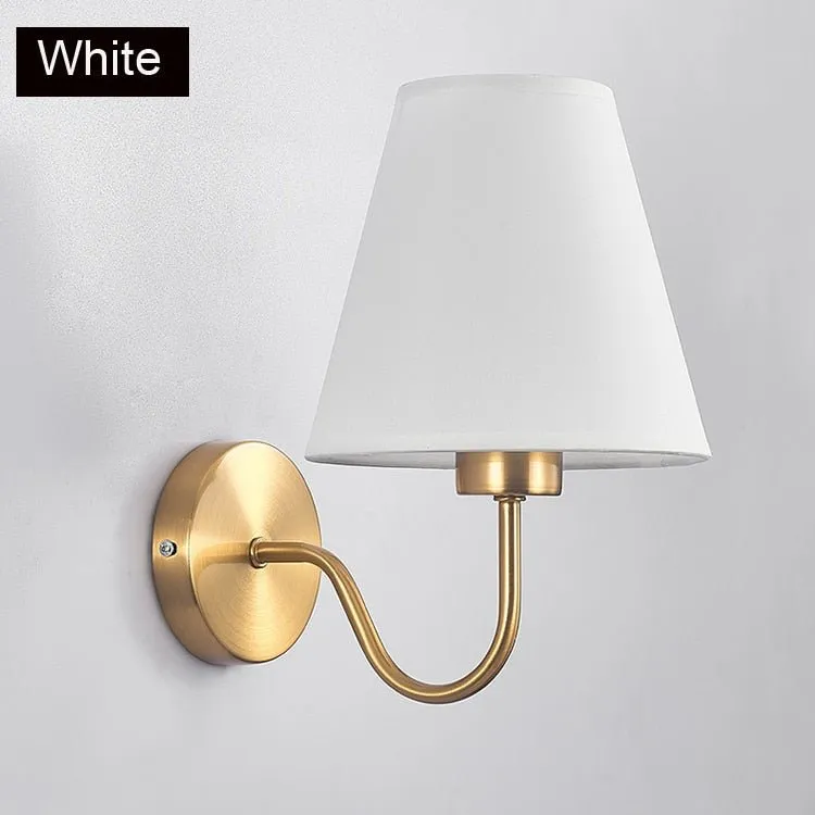 Modern Gold Fabric Bedroom Wall Lamp