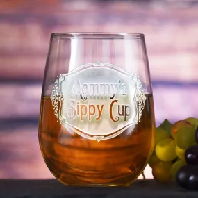 Mommy's Sippy Cup Engraved Stemless Wine Glass