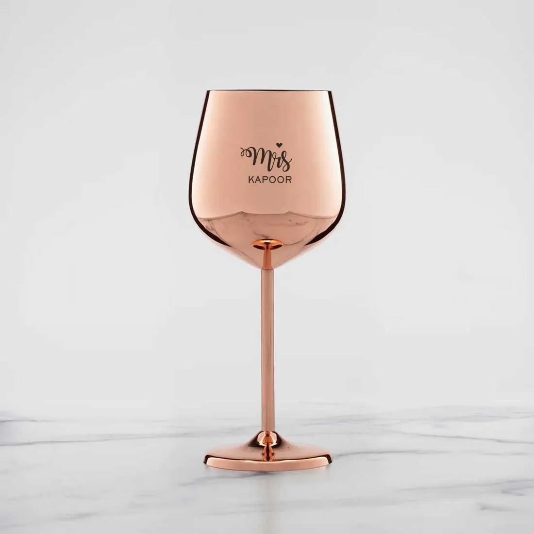 Mr and Mrs Wine Glasses Copper Finish Stainless Steel Goblets