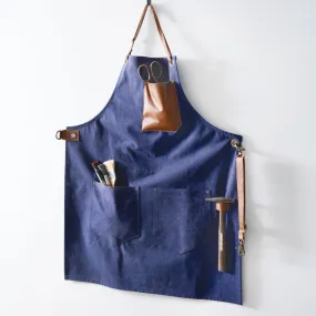 Navy Canvas & Leather Utility Apron