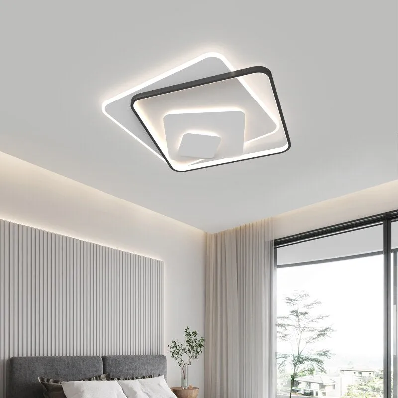 Nordic Modern Minimalist Bedroom Chandeliers White Black Led Ring Lamp Style Living Room Lights Study Ceiling Decoration Lamp