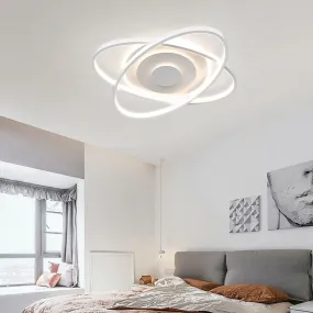 Nordic Modern Minimalist Bedroom Chandeliers White Black Led Ring Lamp Style Living Room Lights Study Ceiling Decoration Lamp