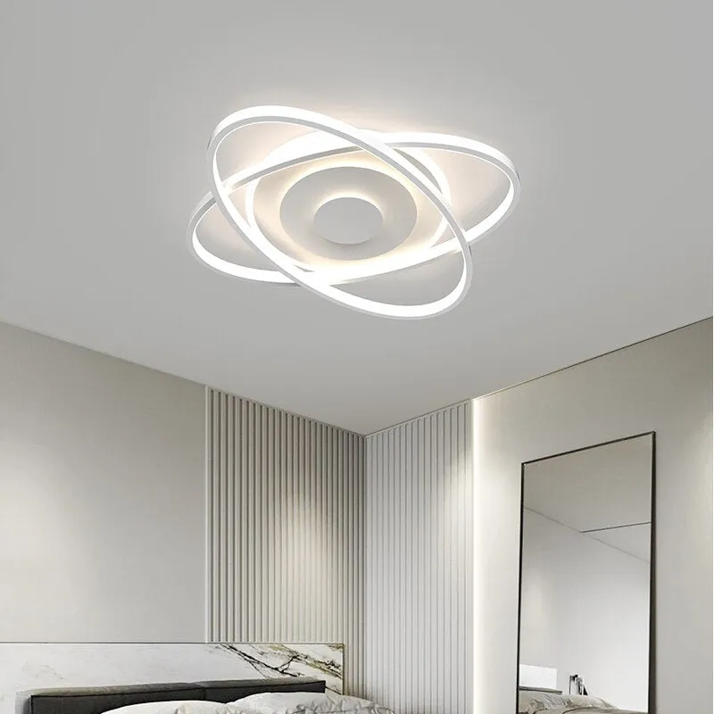 Nordic Modern Minimalist Bedroom Chandeliers White Black Led Ring Lamp Style Living Room Lights Study Ceiling Decoration Lamp