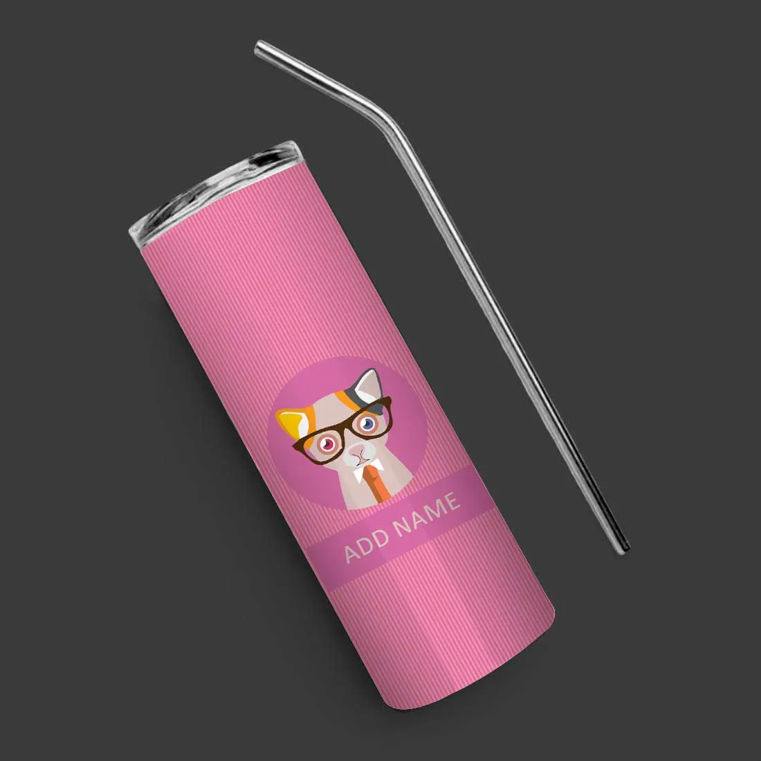 Nutcase Custom Coffee Tumbler with Metal Straw - Insulated Stainless Steel Travel Mug 600ml