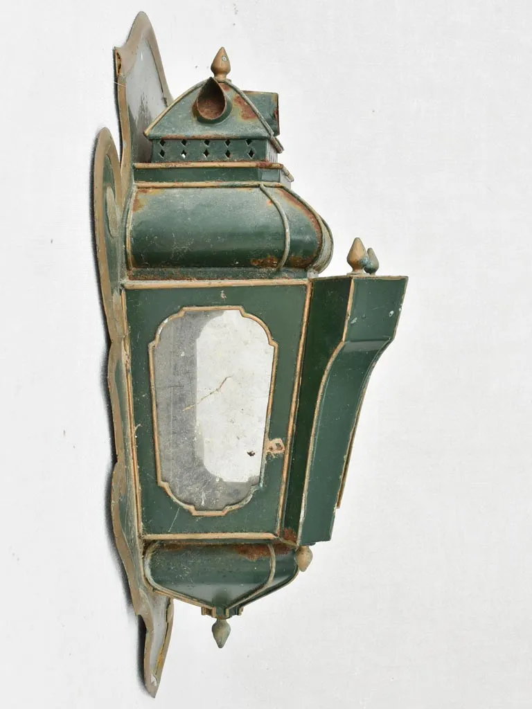 Pair of late 19th century wall lanterns - green 19¼"