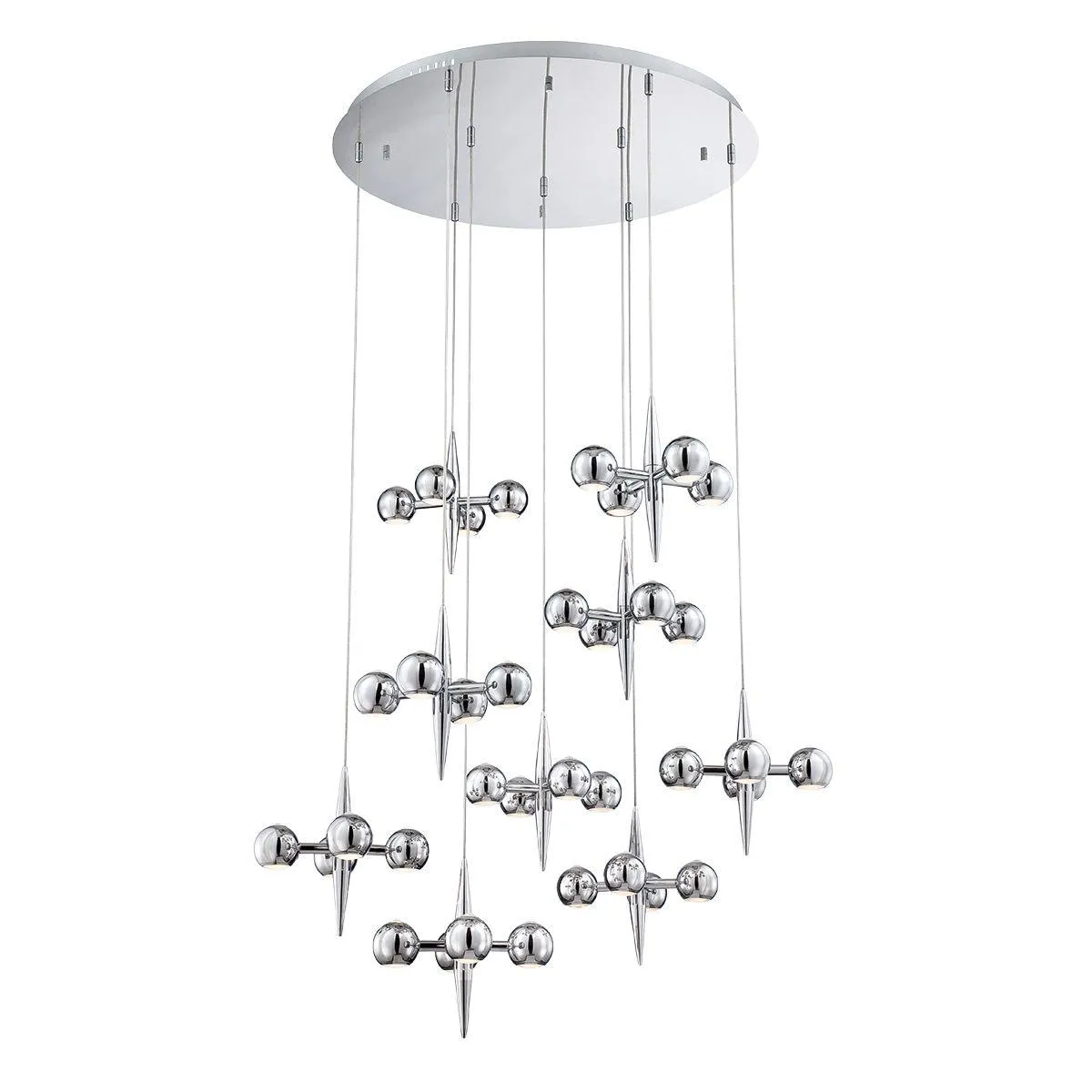 Pearla 40 in. 36 Lights LED Chandelier Chrome Finish