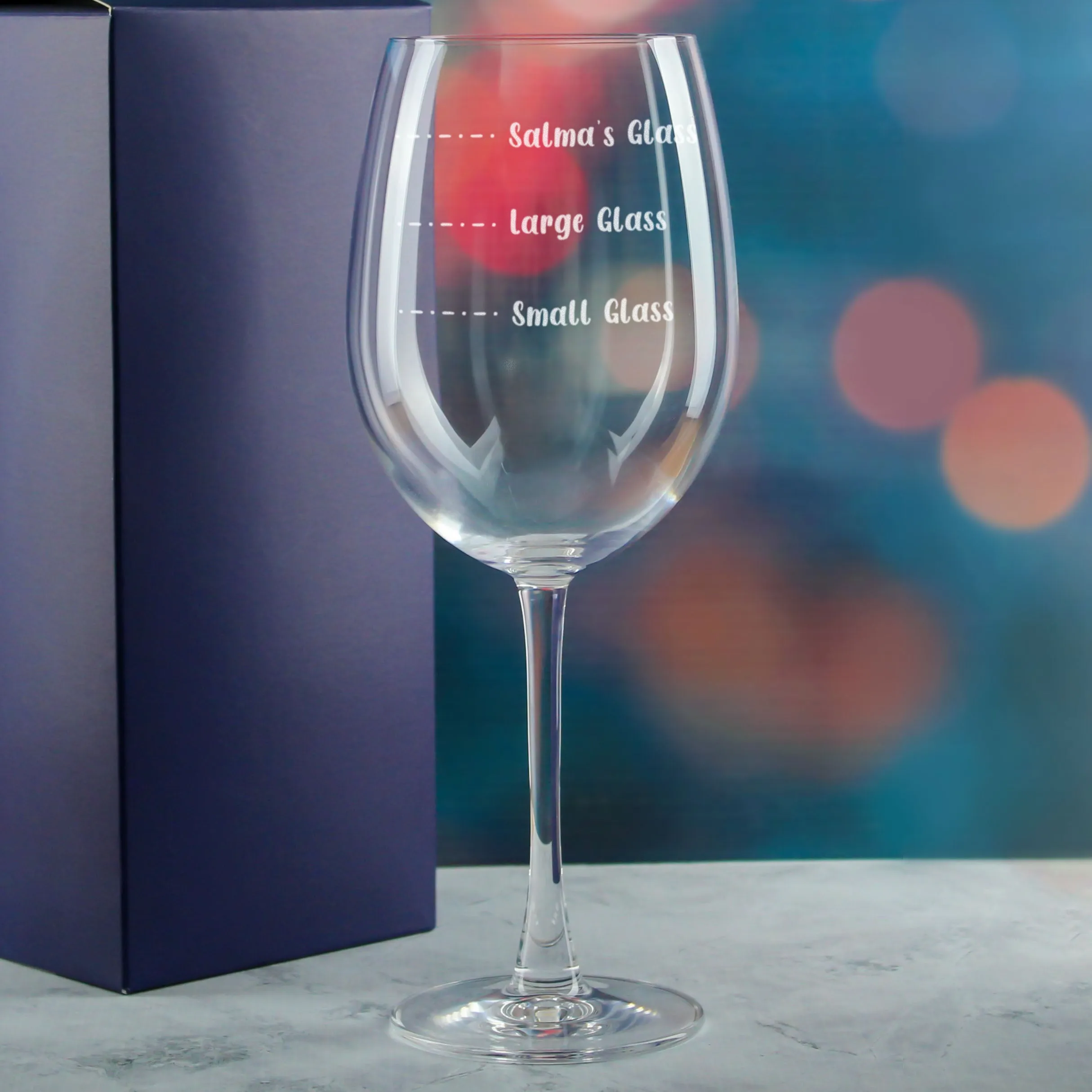 Personalised Engraved Reserva Wine Glass with Name's Glass Handwritten Measurements Design, Customise with Any Name