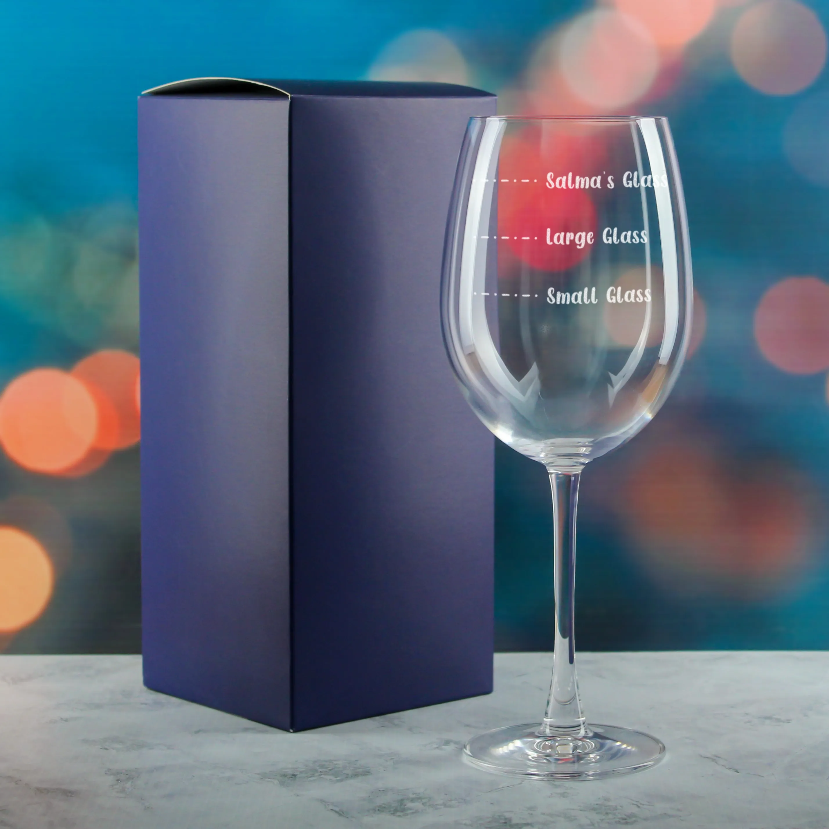 Personalised Engraved Reserva Wine Glass with Name's Glass Handwritten Measurements Design, Customise with Any Name