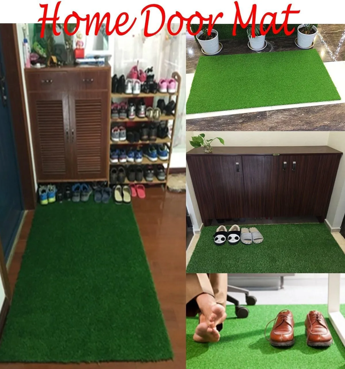 Purav Light 40mm Natural Looking Anti Slip Artificial Grass Mats for Floor Home Green Grass Carpet for Balcony 15x23 Inch (Green, 2 X 1.3 Feet)