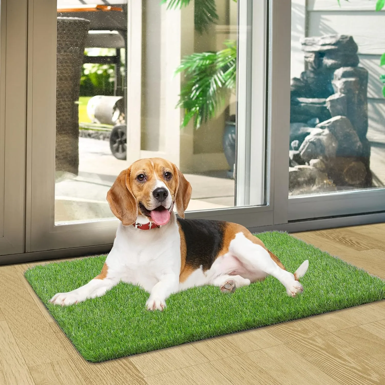 Purav Light 40mm Natural Looking Anti Slip Artificial Grass Mats for Floor Home Green Grass Carpet for Balcony 15x23 Inch (Green, 2 X 1.3 Feet)