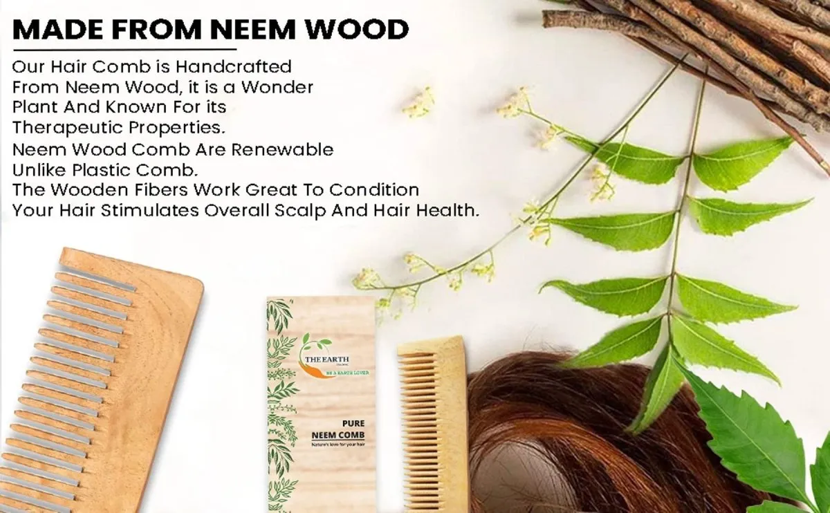 Pure Kacchi Neem Wood Comb Pack Combo -01 (Pack of 2)