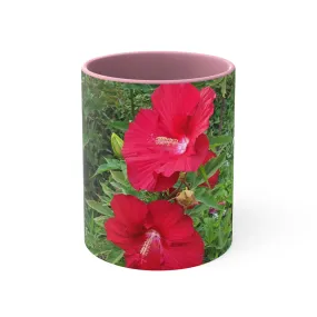 Red Flowers Accent Coffee Mug, 11oz