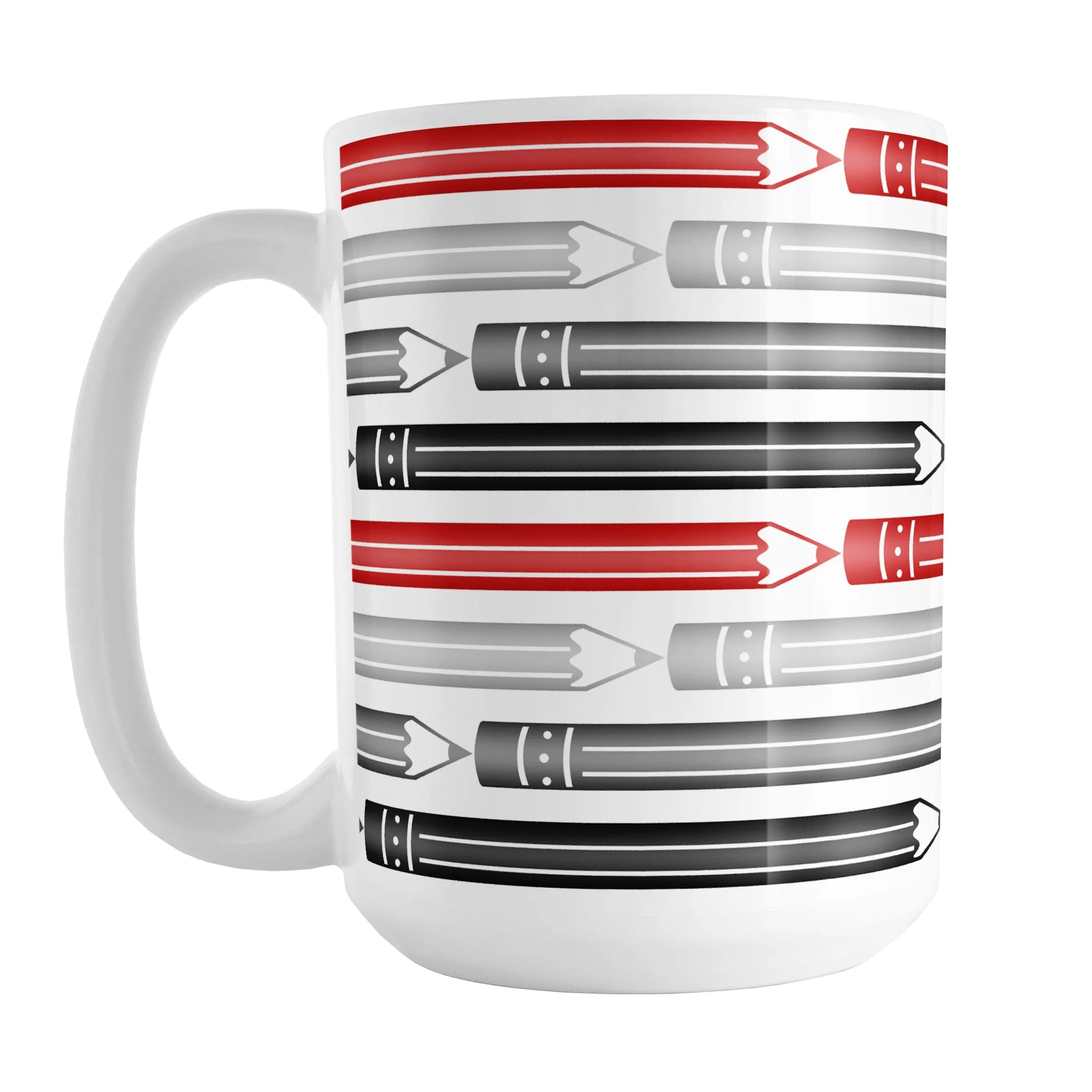 Red Gray Black Pencils Pattern Mug