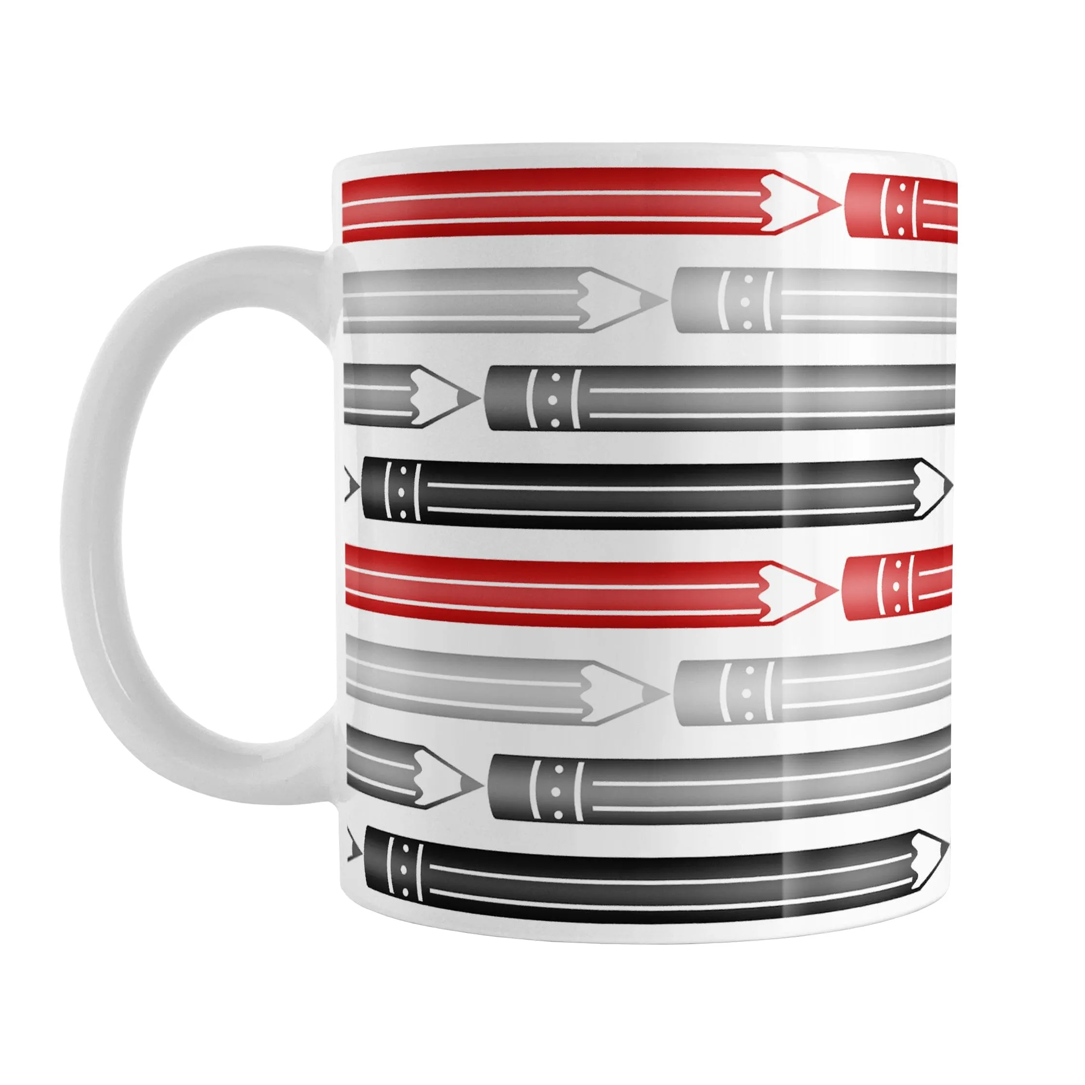 Red Gray Black Pencils Pattern Mug