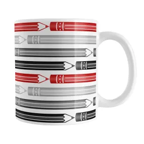 Red Gray Black Pencils Pattern Mug