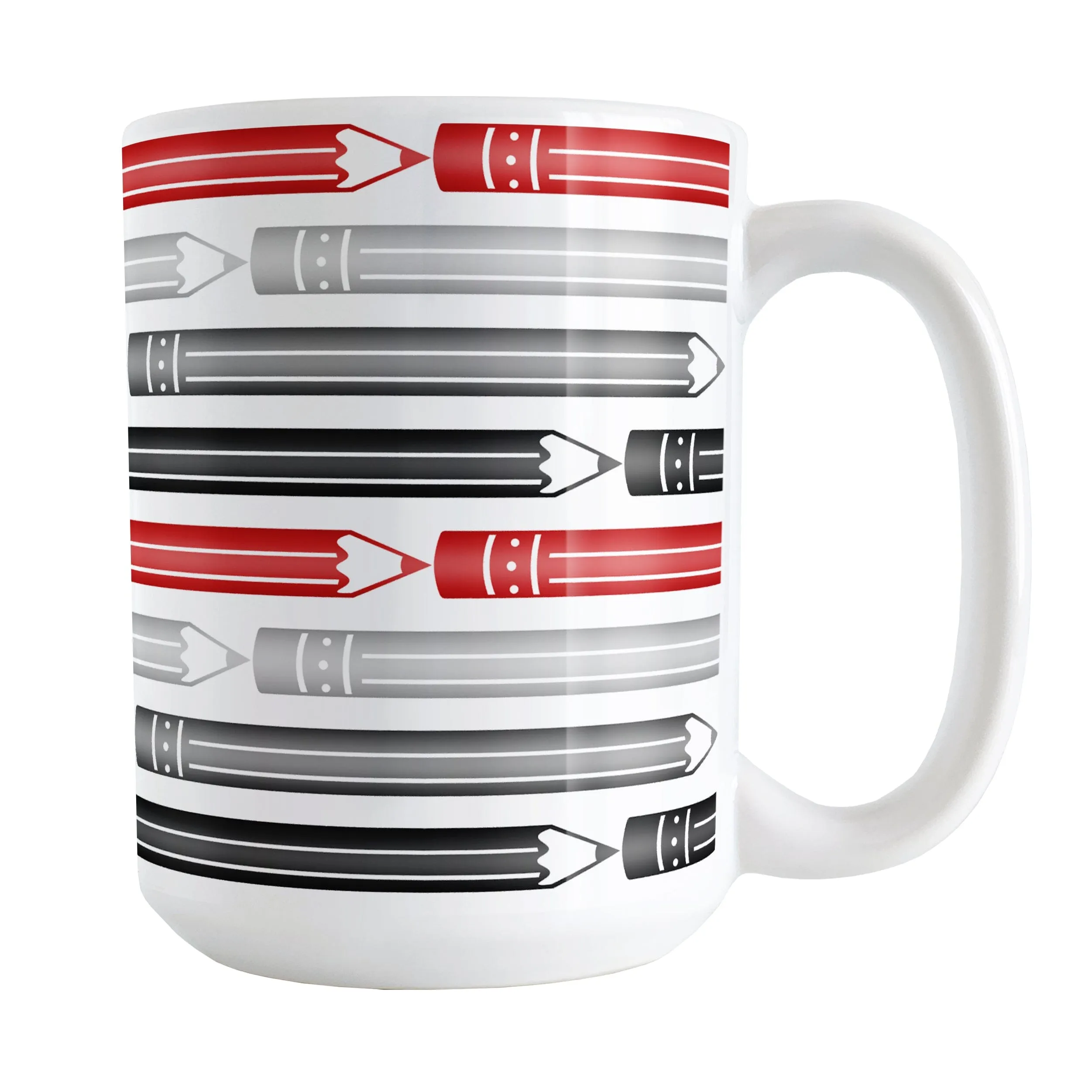 Red Gray Black Pencils Pattern Mug