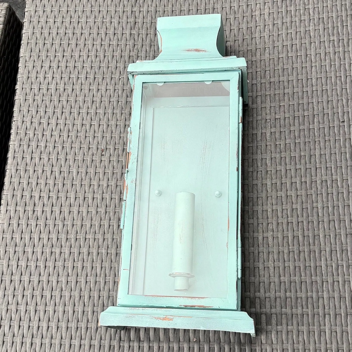 Reedham ~ Verdigris Flush Lantern Wall Sconce Light