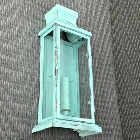 Reedham ~ Verdigris Flush Lantern Wall Sconce Light