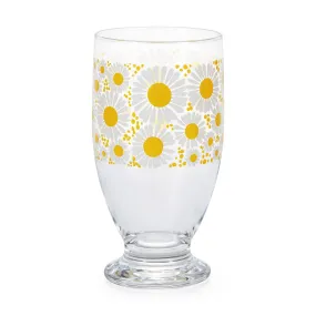 Retro Footed Glass Cup - Daisy Bloom