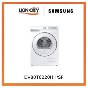 Samsung DV80T6220HH/SP, Front Load Heat Pump Dryer, 8KG, 5 Ticks