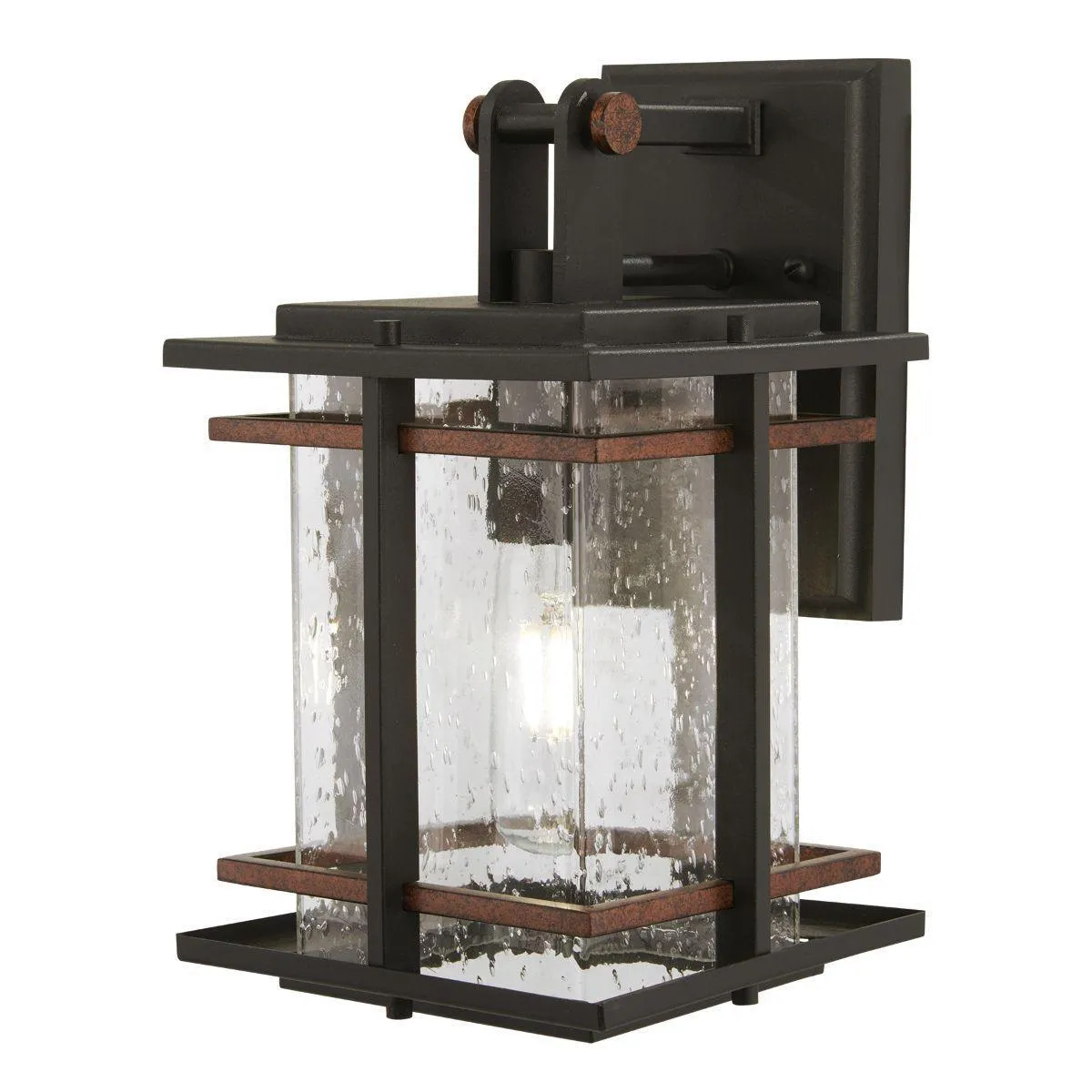 San Marcos 11 in. Outdoor Wall Lantern Black & Antique Copper Finish