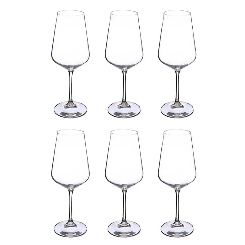 Sandra Wine Glass Clear Bohemia Crystal Glassware | Set of 6 | 4 x 9 inches | 450ml