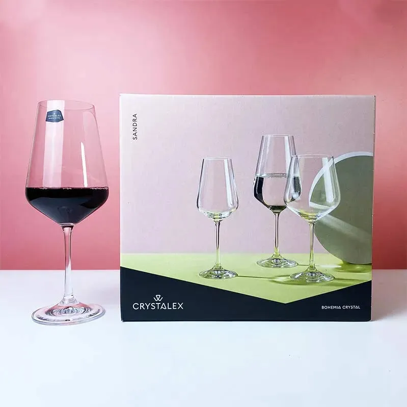 Sandra Wine Glass Clear Bohemia Crystal Glassware | Set of 6 | 4 x 9 inches | 450ml