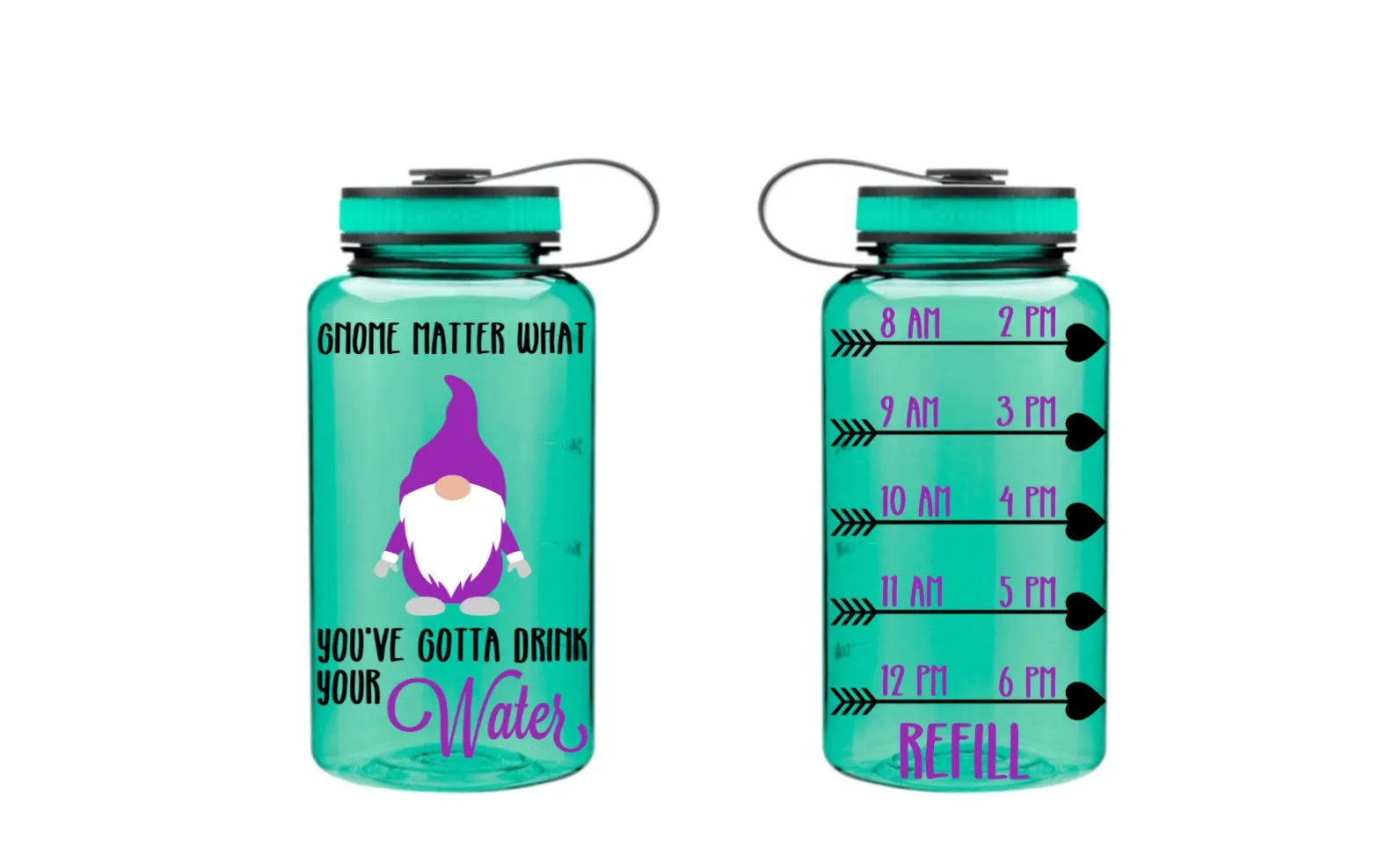 Scandinavian Gnome Water Bottle, Gnome Water Tracker, Motivational Fitness Water Bottle, Water Tracker, Personalized, Wide Mouth Bottle