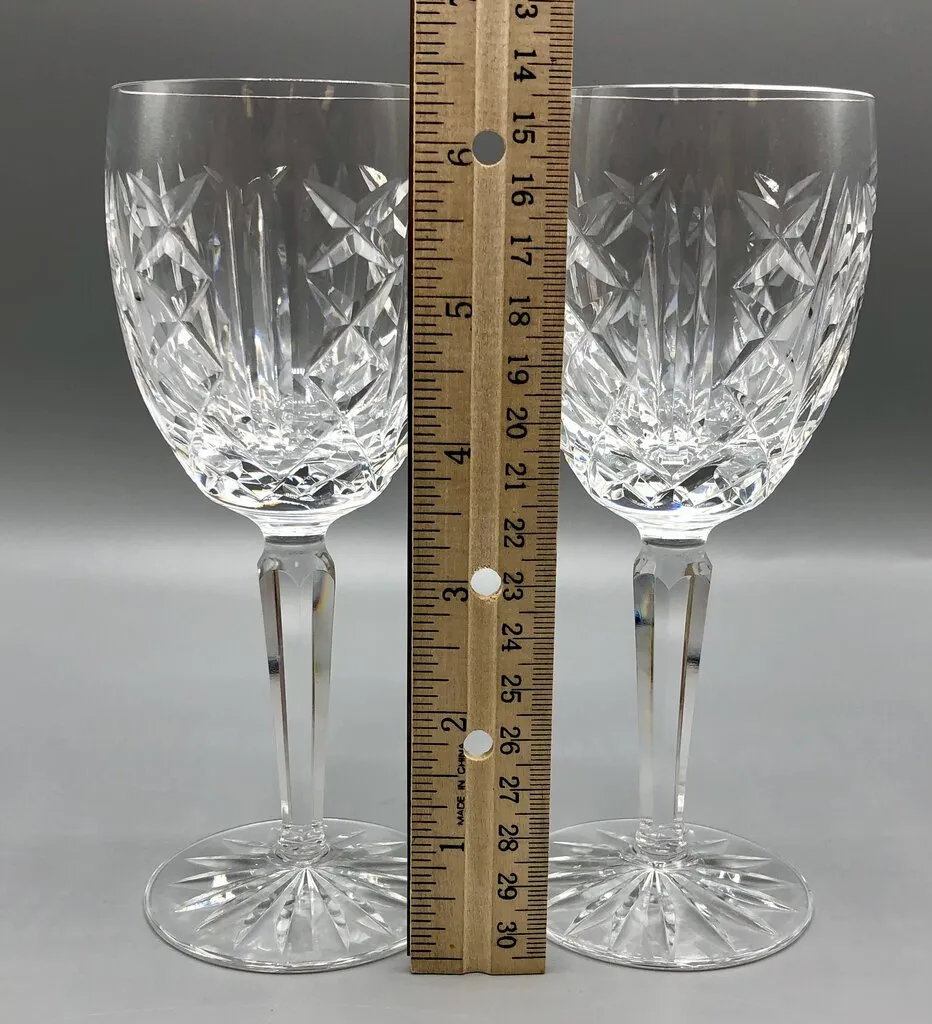 Set of 2 Waterford Crystal “Glengarriff” 6 1/2” Claret Wine Glasses /b