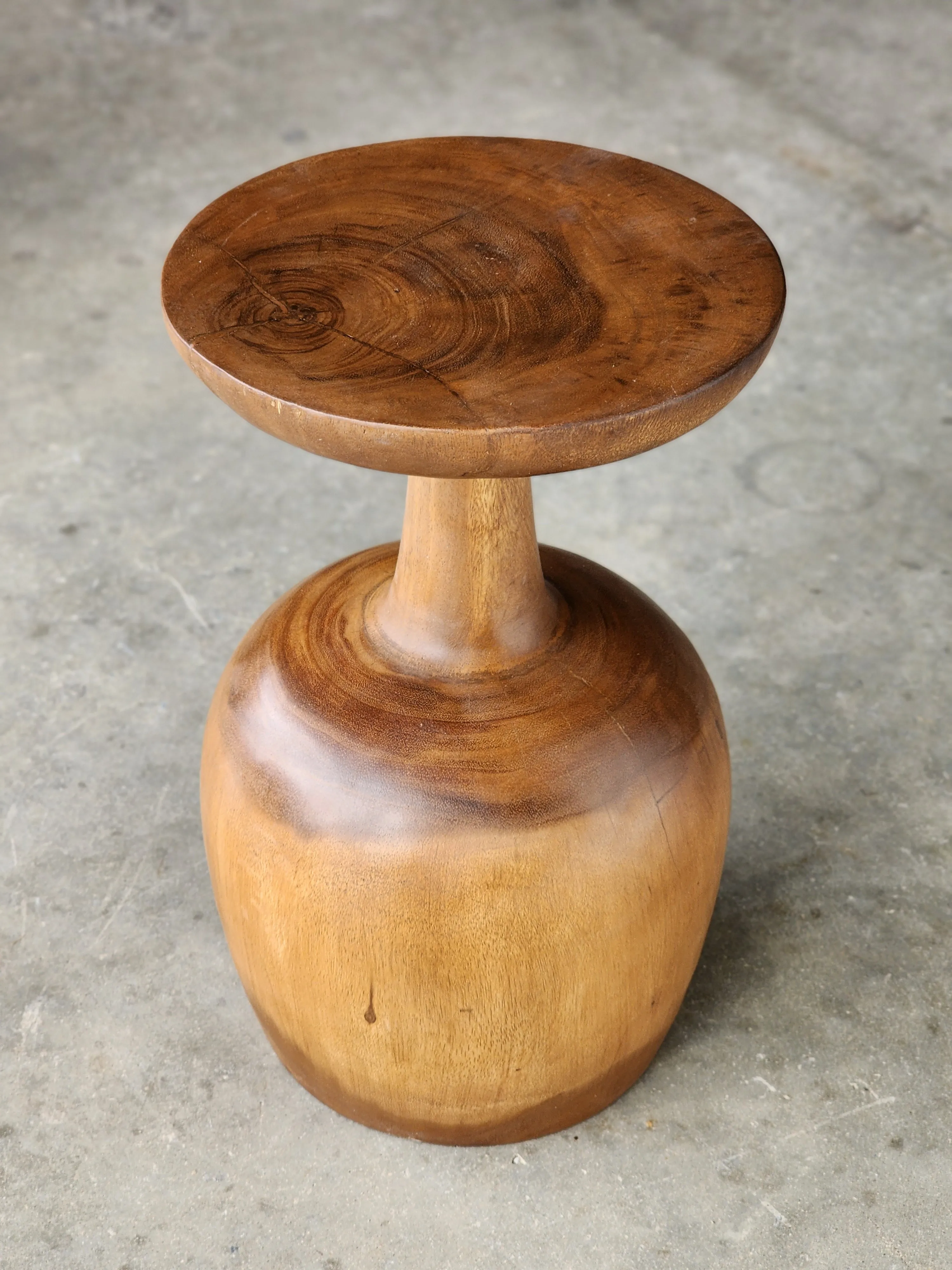 Side table Wine Glass shaped Acacia wood Corner drinks Table, fruit bowl, plant stand -48 cm height