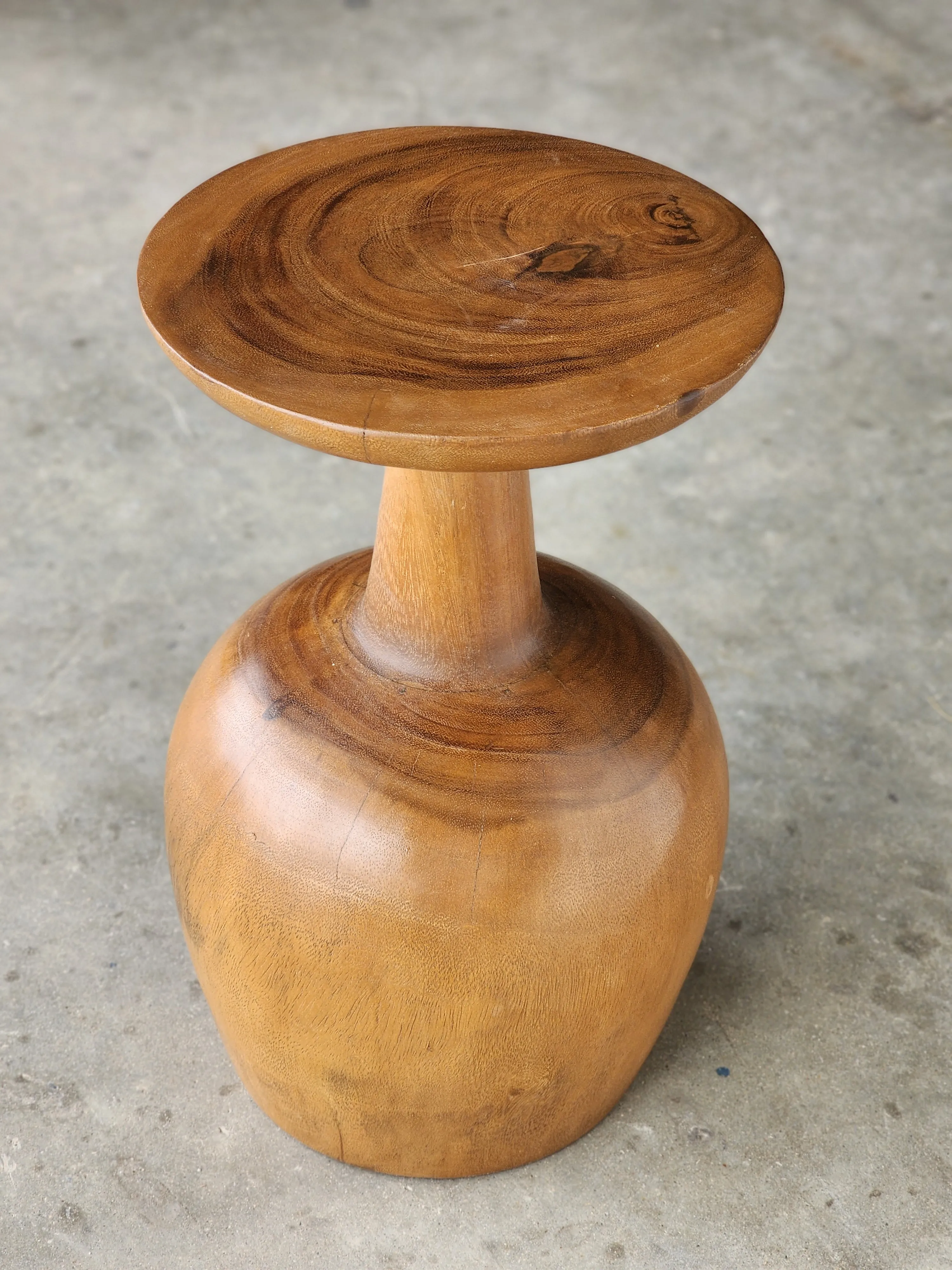 Side table Wine Glass shaped Acacia wood Corner drinks Table, fruit bowl, plant stand -48 cm height